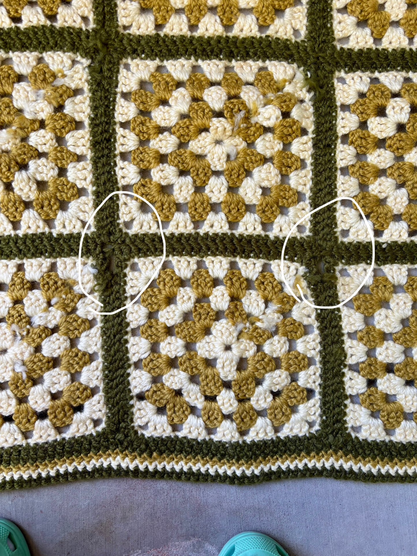 Green/Yellow Granny Square Throw
