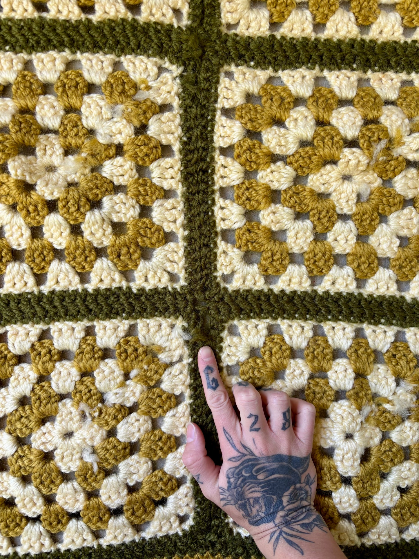 Green/Yellow Granny Square Throw