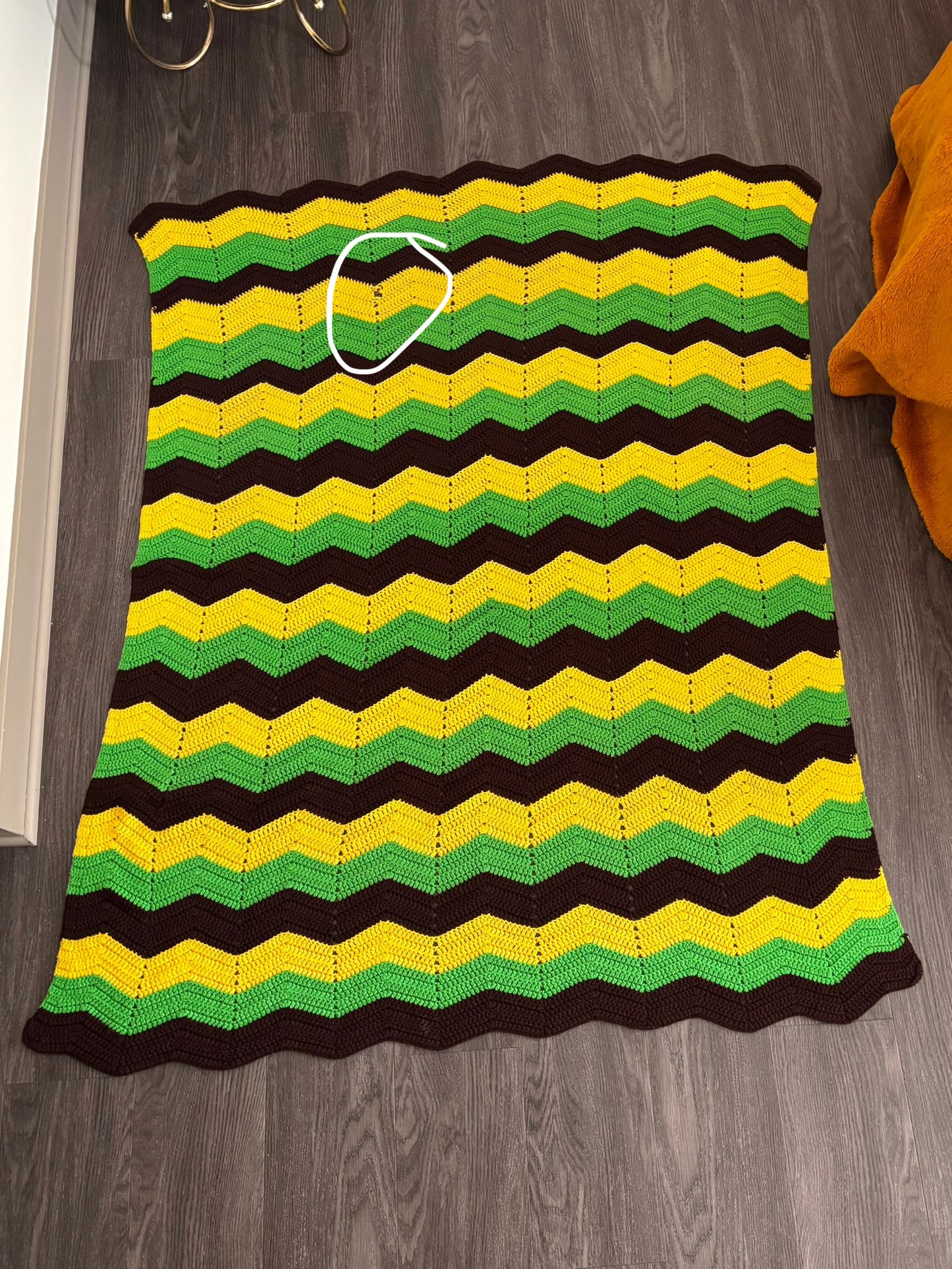 Green/Yellow/Dark Brown Blanket
